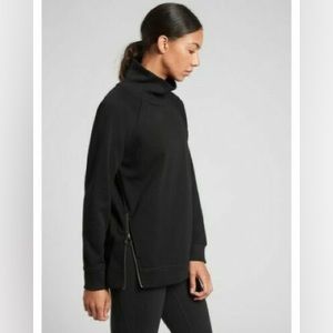 Athleta Black Cozy Karma Side Zip Funnel Neck Sweatshirt Size XS